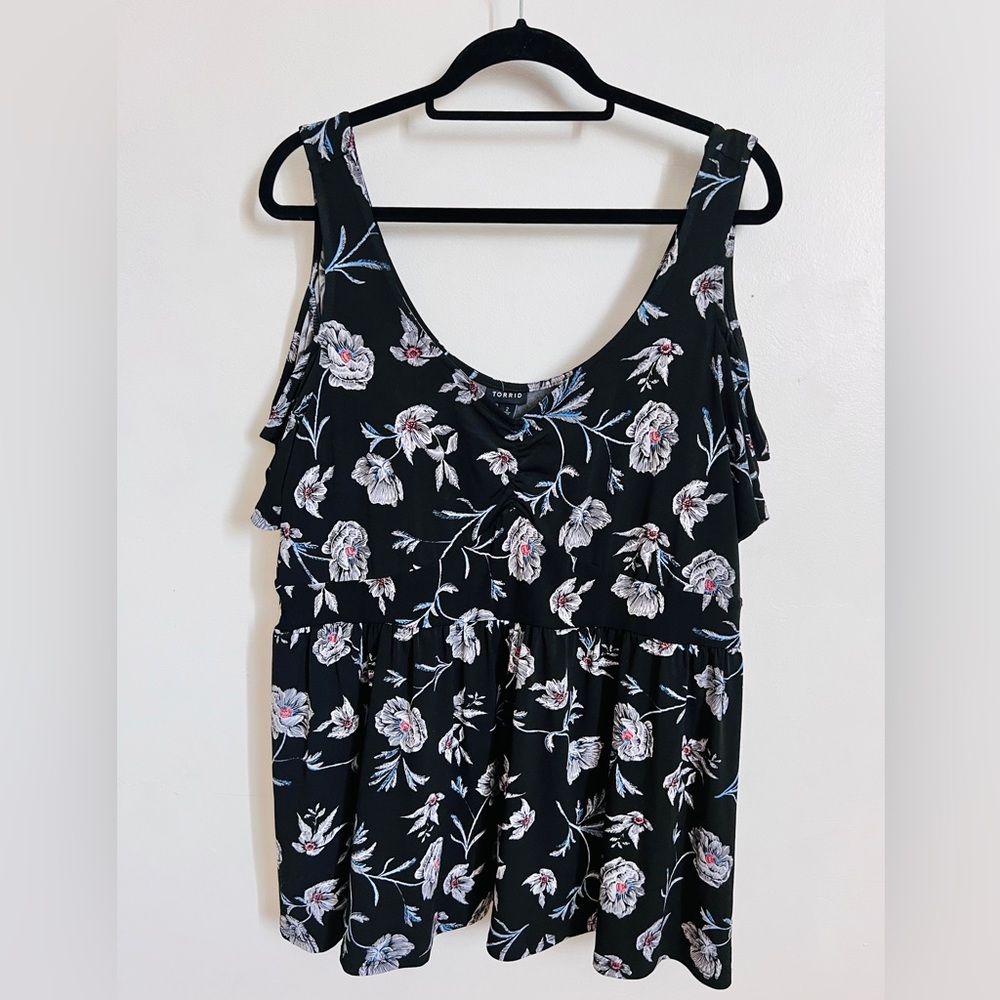 Torrid Black Floral Sleeveless Top Shirt Size 18